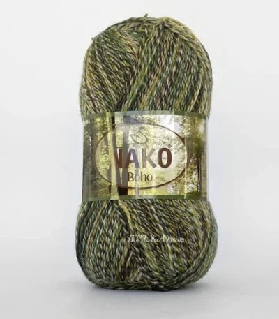 Nako Boho 87723 зелений муліне — шкарпеткова пряжа купити Київ