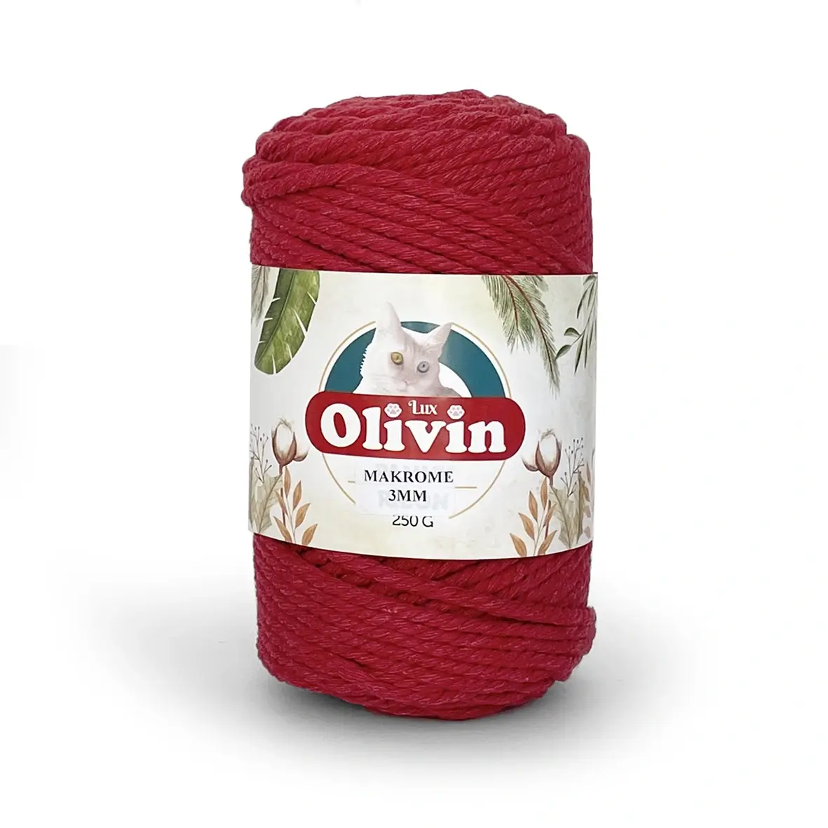 Olivin_makrome-3 Шнур макраме 3мм червоний Olivin Yarn Makrome 3518 бавовняний кручений Rope 105м 250г Туреччина