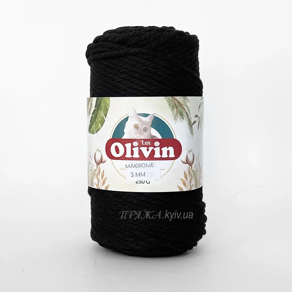 Olivin_makrome_3520 Шнур 3мм чорний Olivin Makrome 3 мм 3520 100% бавовняний кручений Rope 105м 250г Туреччина