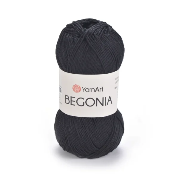 Yarnart Begonia 999 чорний колір: Склад: 100% мерсеризована бавовна Колір: 003 білий Вага мотка: 50 г Довжина: 169 м