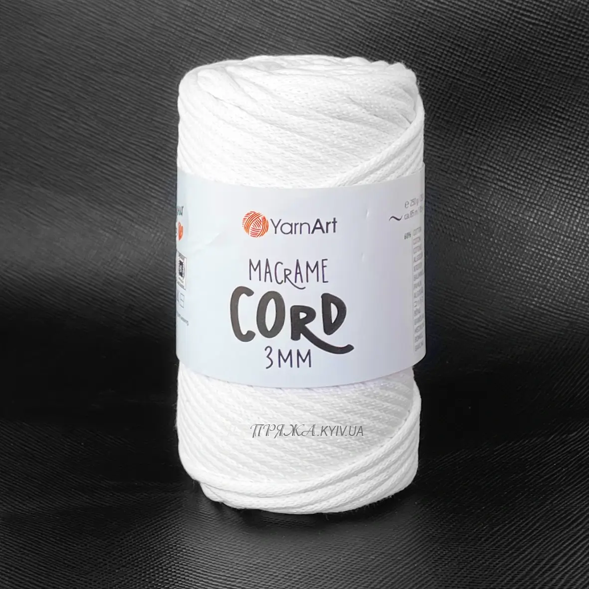 Yarnart-cord-751 YarnArt Macrame Cord 3мм 751 білий — міцний бавовняний шнур 3мм для в'язання сумки гачком купити в Магазин пряжі Київ, Хорива 1 А