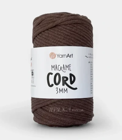 Yarnart Macrame Cord 769 шоколадний — шнур 3мм для сумок і макраме
