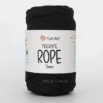 Yarnart Macrame Rope 3мм 750 чорний — універсальний бавовняний шнур для макраме