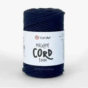 YarnArt Macrame Cord 3мм 723 срібло на чорній основі — міцний бавовняний шнур 3мм для в'язання сумки гачком купити в Магазин пряжі Київ, Хорива 1 А