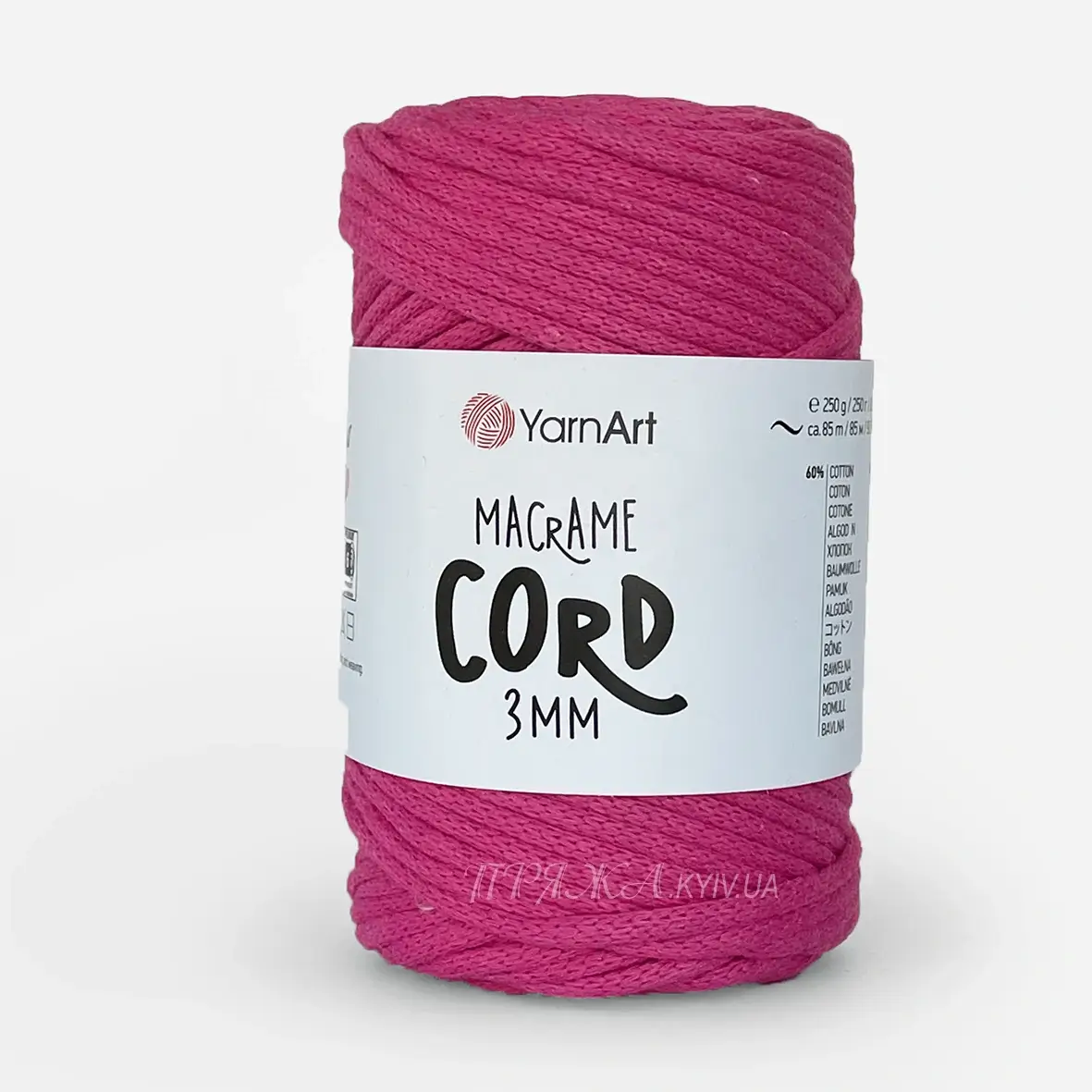 Yarnart_macrame_cord_771 Yarnart Macrame Cord 771 фуксія — шнур 3мм для сумок і макраме