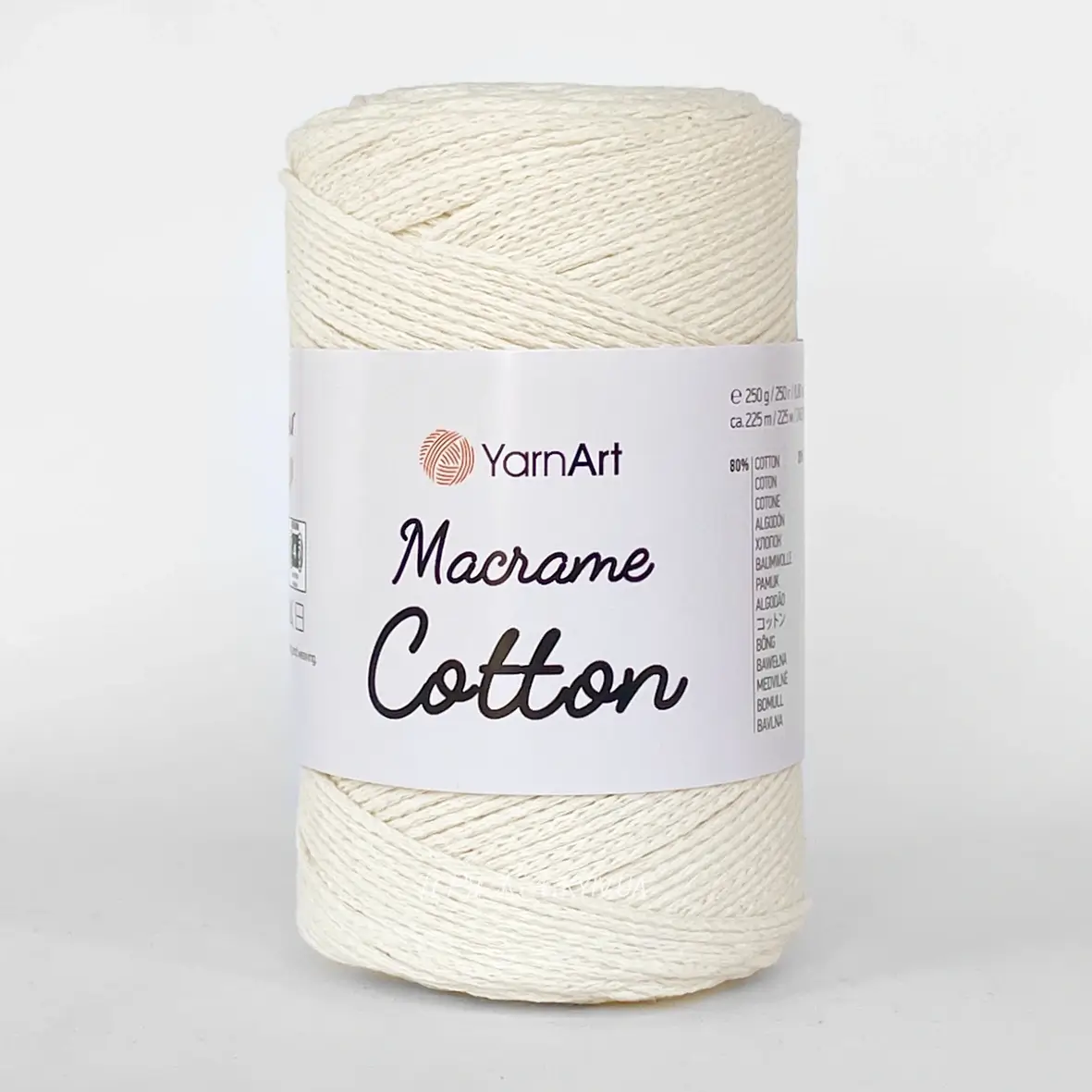 Yarnart_macrame_cotton_752 Yarnart Macrame Cotton 752 молочний — пряжа-шнур для макраме і сумок, доступна в магазині Київ, Хорива 1-А
