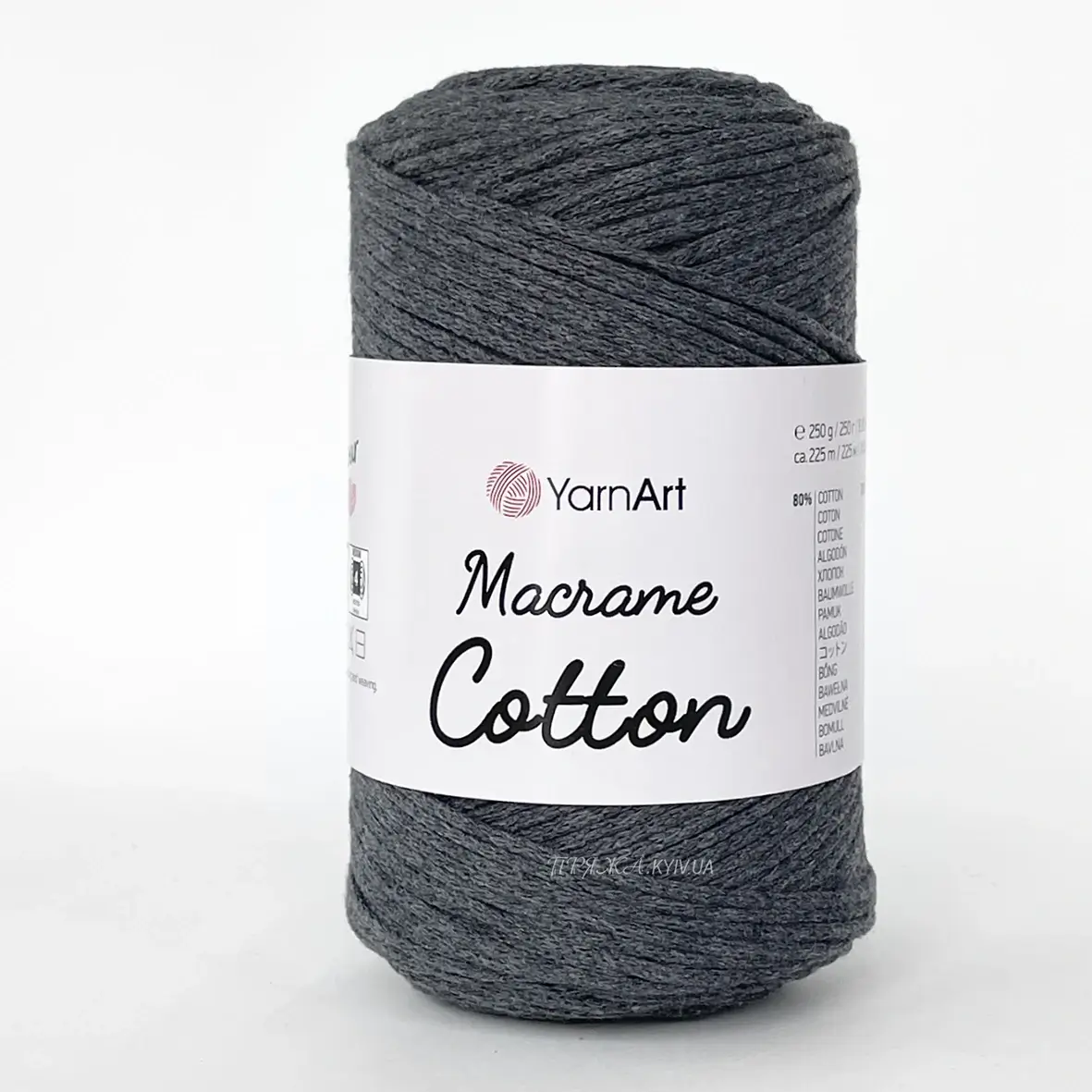 Yarnart_macrame_cotton_758 Yarnart Macrame Cotton 758 графіт — пряжа-шнур для макраме і сумок, доступна в магазині Київ, Хорива 1-А