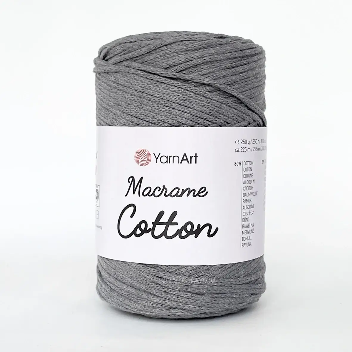 Yarnart_macrame_cotton_774 Yarnart Macrame Cotton 774 сірий — пряжа-шнур для макраме і сумок, доступна в магазині Київ, Хорива 1-А