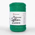 Yarnart Macrame Cotton Lurex 723 срібло на чорній основі — шнур з люрексом 2 мм, моток 250 г