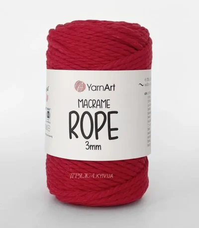 Кручений шнур YarnArt Macrame Rope 3мм 773 червоний — міцний бавовняний шнур 3мм для в'язання в припинди або купити в Магазин пряжі Київ, Хорива 1 А