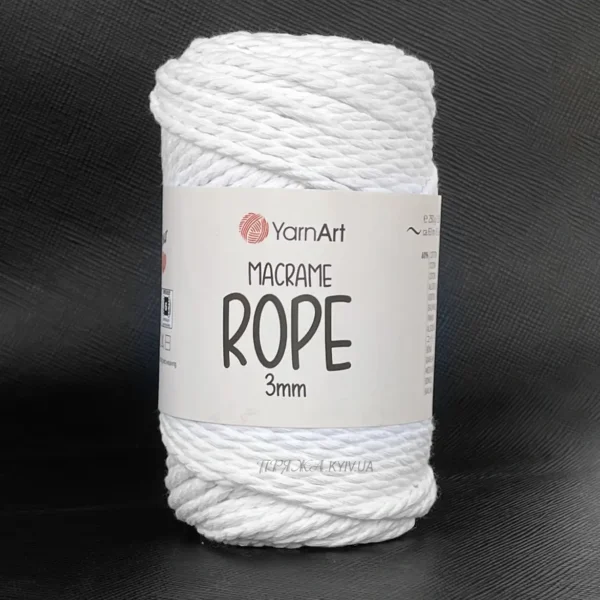 Кручений шнур YarnArt Macrame Rope 3мм [attr name="pa_n-color"] [attr name="pa_color"] — міцний бавовняний шнур 3мм для в'язання в припинди або купити в Магазин пряжі Київ, Хорива 1 А