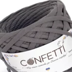 Трикотажна пряжа Confetti Металік 7-9 мм — темно-сірий з синім, моток 360
