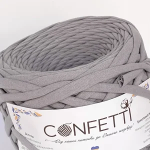 Трикотажна пряжа Confetti Мишка 7-9 мм — сірий колір, моток 360 г