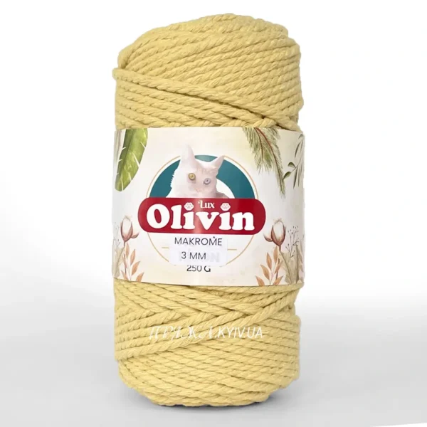 Кручений шнур 3мм [attr name="pa_color"] Olivin Makrome 3 мм [attr name="pa_n-color"] бавовняний кручений 105м /250г Туреччина