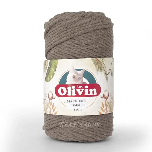 Кручений шнур 3мм [attr name="pa_color"] Olivin Makrome 3 мм [attr name="pa_n-color"] бавовняний кручений 105м /250г Туреччина
