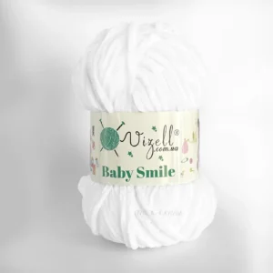 Біла плюшева пряжа Vizell Baby Smile 146 100% плюш 120м/100г