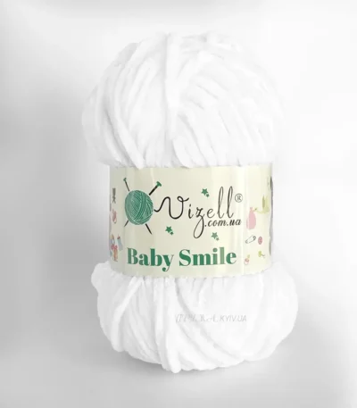Біла плюшева пряжа Vizell Baby Smile 21 100% плюш 120м/100г