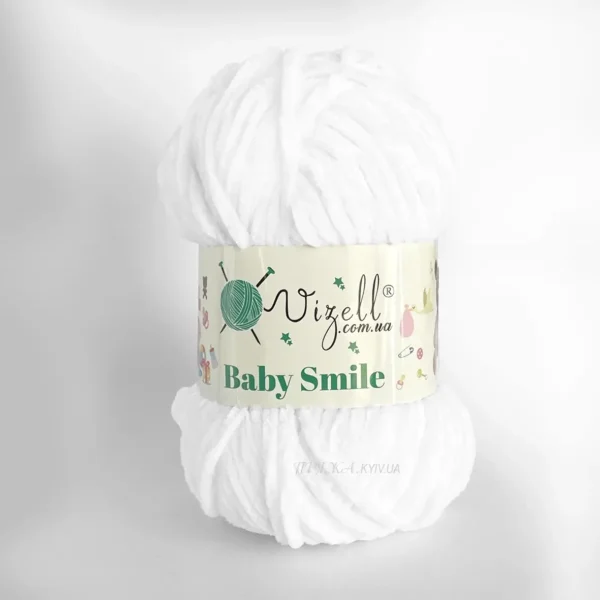 Біла плюшева пряжа Vizell Baby Smile [attr name="pa_n-color"] 100% плюш 120м/100г