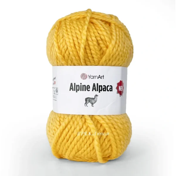 yarnart alpine alpaca 1448 жовтий. Товста пряжа з альпакою