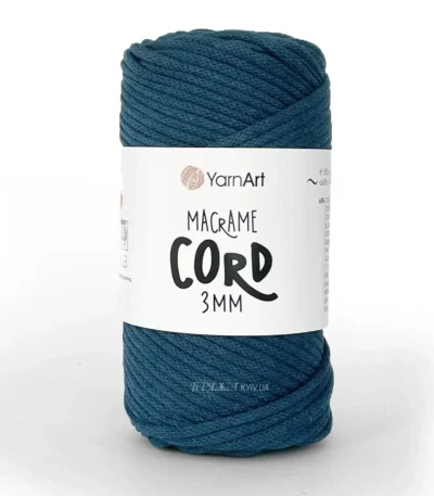 YarnArt Macrame Cord 3мм 772 синій — міцний бавовняний шнур 3мм для в'язання сумки гачком купити в Магазин пряжі Київ, Хорива 1 А