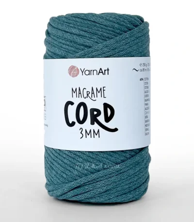 YarnArt Macrame Cord 3мм 784 синій — міцний бавовняний шнур 3мм для в'язання сумки гачком купити в Магазин пряжі Київ, Хорива 1 А