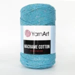 Yarnart Macrame Cotton Lurex 728 зелений — шнур з люрексом 2 мм, моток 250 г