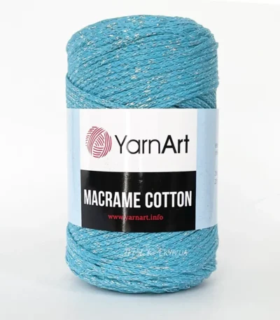 Yarnart Macrame Cotton Lurex 780 бірюза — шнур з люрексом 2 мм, моток 250 г