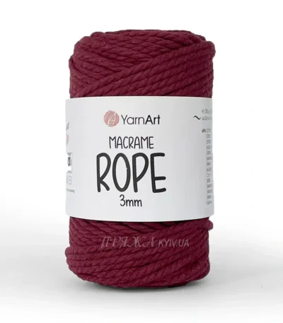 Кручений шнур YarnArt Macrame Rope 3мм 769 шоколадний — міцний бавовняний шнур 3мм для в'язання в припинди або купити в Магазин пряжі Київ, Хорива 1 А