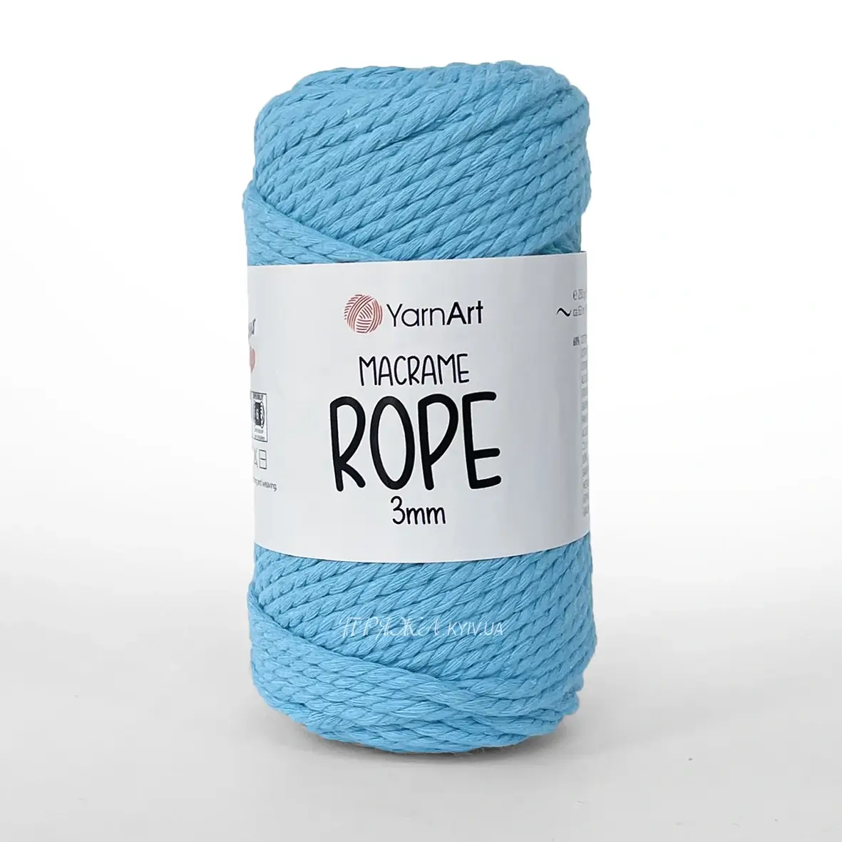 Yarnart_macrame_rope_3mm_763 Шнур YarnArt Macrame Rope 3мм 763 бірюза — міцний бавовняний шнур 3мм для в'язання в припинди або купити в Магазин пряжі Київ, Хорива 1 А