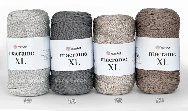 Yarnart Macrame XL - серія відтінків сірих та бежевих 100% поліестер купити в Україні