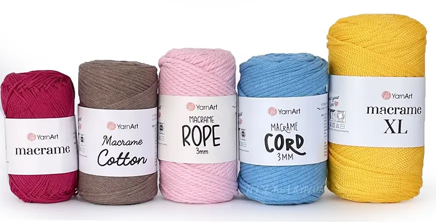 Yarnart Macrame серія — Rope, Cord,  Cotton, Macrame, XL  мотки разом