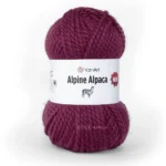 yarnart alpine alpaca 1441 колір журавлина товста пряжа з альпакою 20%
