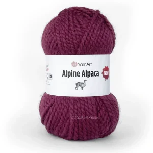 yarnart alpine alpaca 1441 колір журавлина товста пряжа з альпакою 20%