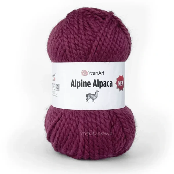 yarnart alpine alpaca 1441 колір журавлина товста пряжа з альпакою 20%