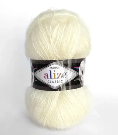 Alize Mohair Classic 01 кремовий — мохерова пряжа 100г/200м Alize