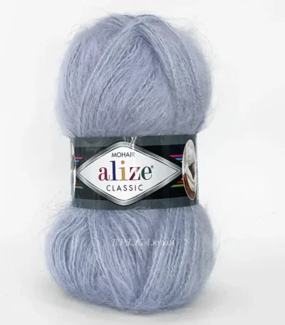 Alize Mohair Classic 224 сіро-блакитний (лаванда) — мохерова пряжа 100г/200м Alize