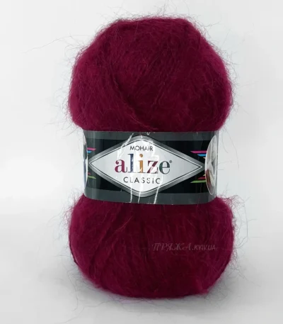 Alize Mohair Classic 57 вишневий — мохерова пряжа 100г/200м Alize