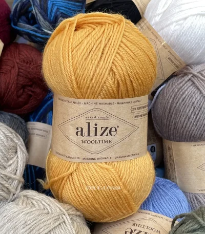 Alize Wooltime 281 гірчиця — моток 100г / 75% вовна супервош