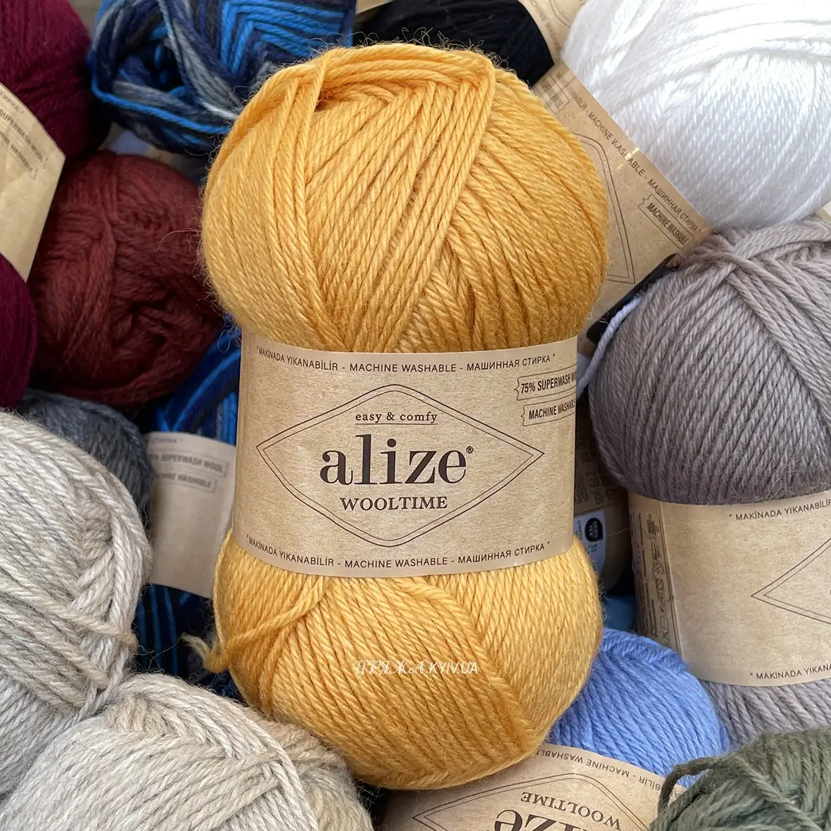 Alize_wooltime_281 Alize Wooltime 281 гірчиця — моток 100г / 75% вовна супервош