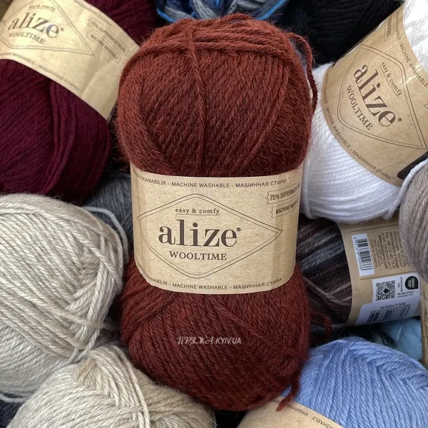 Alize Wooltime 588 теракот — моток 100г 75% вовна супервош