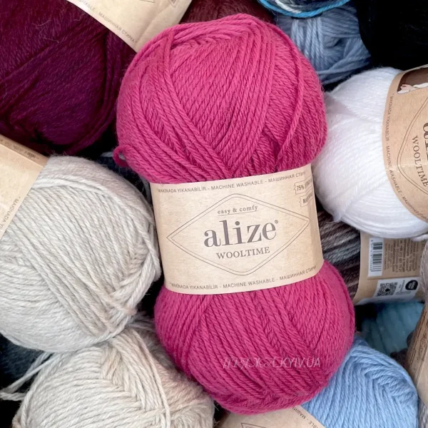 Alize Wooltime 740 фуксія — моток 100г 75% вовна супервош