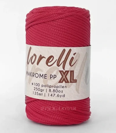 Червоний шнур макраме 3 мм Lorelli Makrome XL 172 — для припинди та сумок, моток 250г