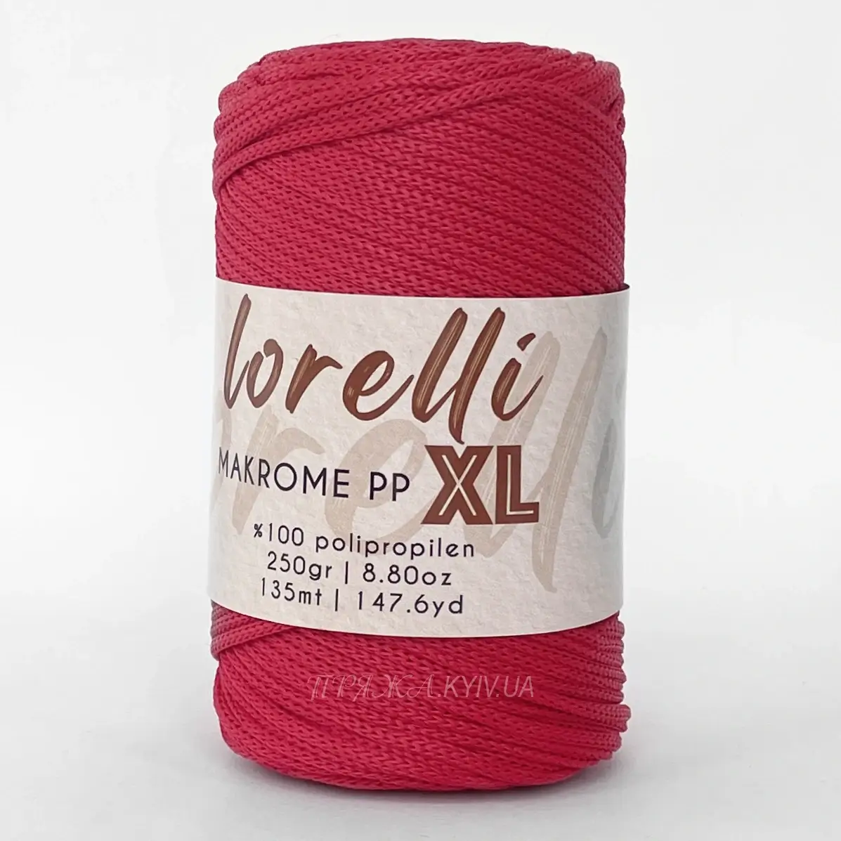 Lorelli_Makrome_XL_100 Червоний шнур макраме 3 мм Lorelli Makrome XL 172 — для припинди та сумок, моток 250г