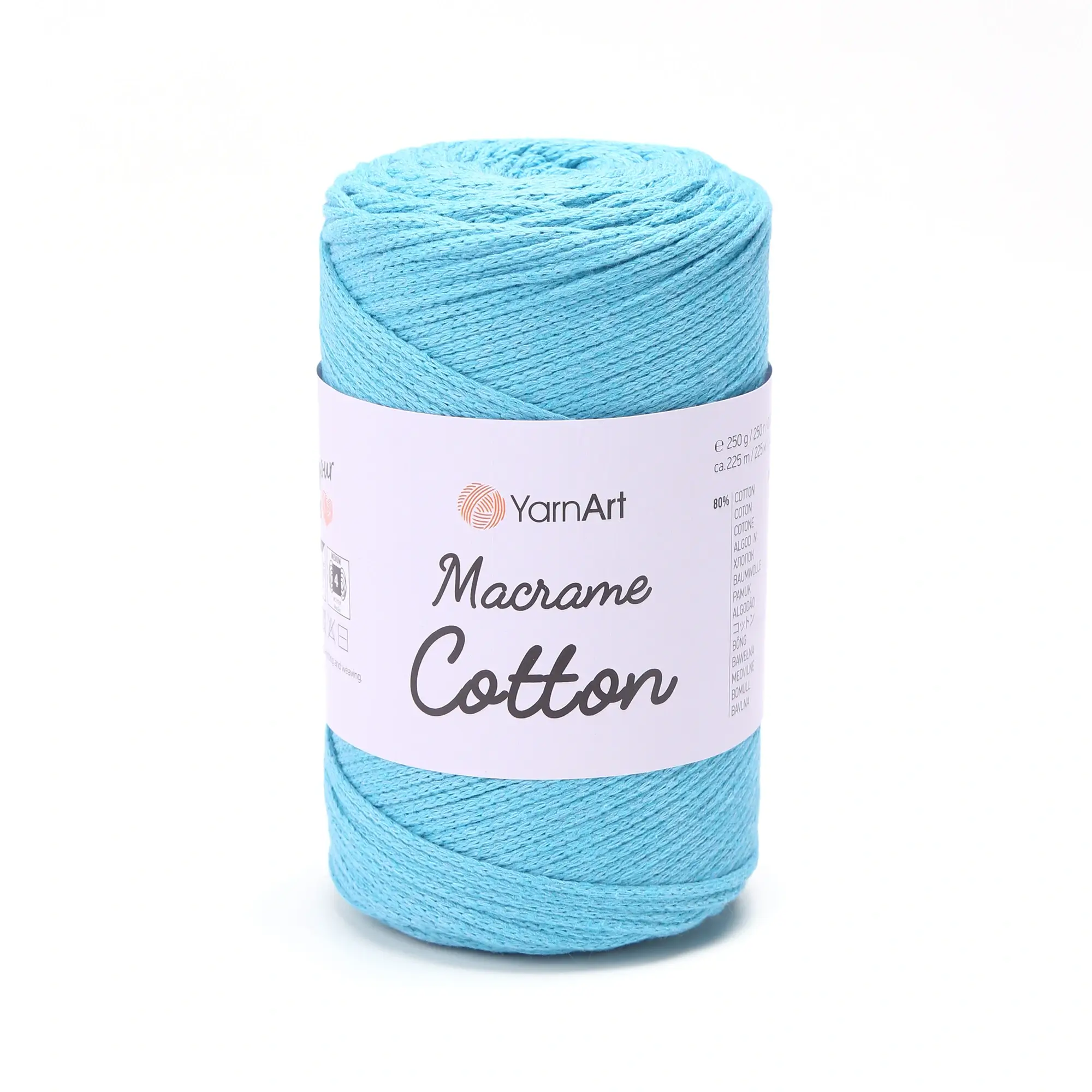 YARNART-MACRAME-COTTON_763 Yarnart Macrame Cotton 763 світла бірюза — пряжа-шнур для макраме і сумок, доступна в магазині Київ, Хорива 1-А
