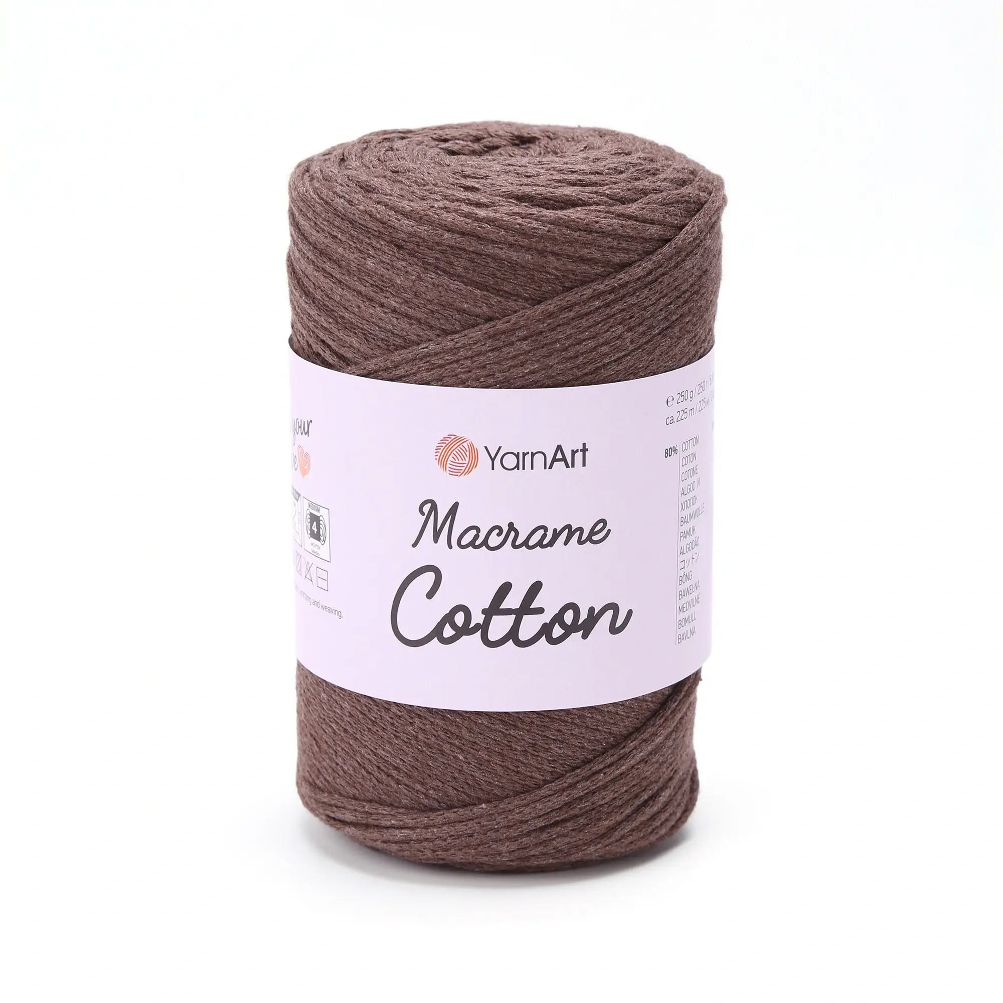 YARNART-MACRAME-COTTON_769 Yarnart Macrame Cotton 769 шоколадний — пряжа-шнур для макраме і сумок, доступна в магазині Київ, Хорива 1-А