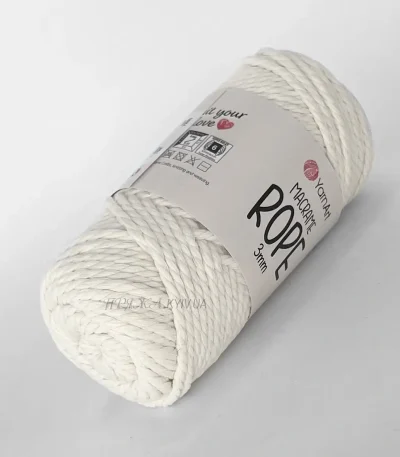 Бавовняний молочний шнур макраме 3мм Yarnart Rope 752 купити Київ