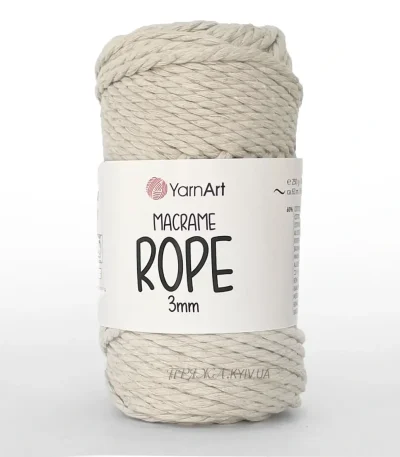 Yarnart Macrame Rope 3мм 753 бежевий — кручений шнур макраме для припинди та пано