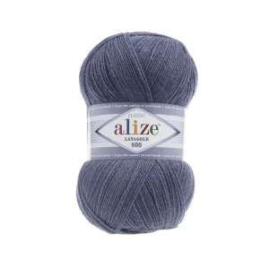 Alize Lanagold 800 846 синій джинс — моток 100г, тонка напіввовна