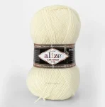 Alize Lanagold Fine 01 кремовий — моток 100г, напіввовна