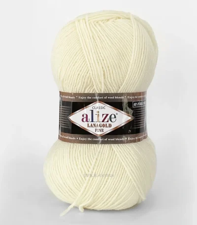 Alize Lanagold Fine 180 зелений приглушений — моток 100г, напіввовна